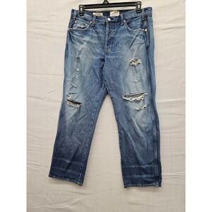 Universal Thread Mid Rise Boyfriend Jeans Womens 12 Distressed Ripped Blue Denim